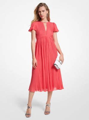 michael kors georgette midi dress|Michael Kors pleated midi dress.